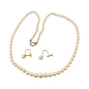 VINTAGE GOLD PEARL NECLACE & EARRING SUITE