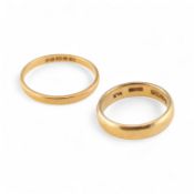 TWO HALLMARKED 22CT GOLD RINGS