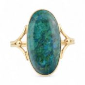 14CT GOLD & CHRYSOCOLLA CABOCHON RING