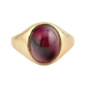 9CT GOLD SYTHETIC RUBY CABOCHON RING