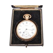 1920S GOLD PLATED AAWCO WALTHAM USA OPENFACE POCKET WATCH