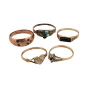 FIVE GEM SET RINGS