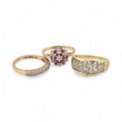 THREE HALLMARKED 9CT GOLD RINGS