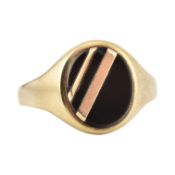 HALLMARKED 9CT GOLD & ONYX SIGNET RING