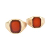 TWO MID CENTURY HALLMARKED 9CT GOLD SIGNET RINGS