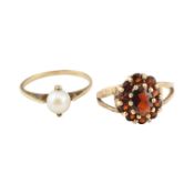 TWO 9CT GOLD GEM SET RINGS