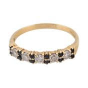 HALLMARKED 9CT GOLD SAPPHIRE CZ HALF HOOP RING