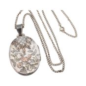 VICTORIAN HALLMARKED SILVER SWALLOW LOCKET PENDANT NECKALCE