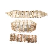 THREE 1970S HALLMARKED 9CT GOLD GATE LINK BRACELETS