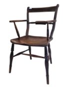 GEORGE III ELM OXFORD BAR BACK ARM ELBOW CHAIR