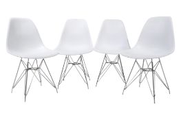FOUR BRITISH MODERN DESIGN PLASTIC & CHROME EIFFEL CHAIRS