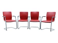 CONTEMPORAR MODERN DESIGN - SET OF 4 CANTILEVER STACKING CHAIRS