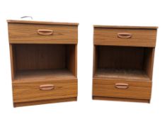 BRITISH MODERN DESIGN - MID CENTURY RETRO FAUX TEAK BEDSIDE CABINETS