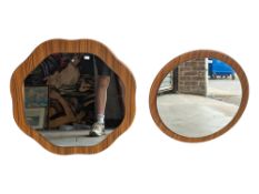 TWO VINTAGE MID CENTURY TEAK MIRRORS