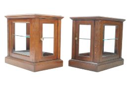 PAIR OF LATE 20TH CENTURY MAHOGANY MUSEUM GLASS CABINETS