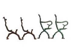 TWO PAIRS OF LATE 19TH CENTURY VICTORIAN CAST IRON BENCH ENDS