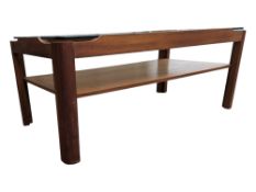 MYERS - MID CENTURY TEAK & SMOKED GLASS COFFEE TABLE