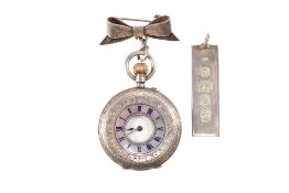 VICTORIAN SILVER FOB WATCH & INGOT PENDANT