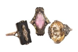 THREE ART DECO RINGS