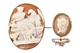 TWO 19TH CENTURY CAMEO BROOCH PINS