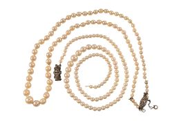 TWO VINTAGE CULTURED PEARL NECKLACES