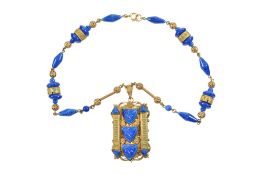 EARLY 20TH CENTURY ART NOUVEAU CZECH PENDANT & NECKLACE