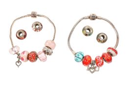 TWO PANDORA BRACELETS & CHARMS
