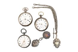 THREE SILVER POCKET WATCHES