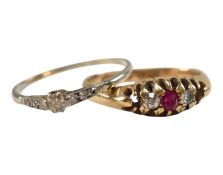 TWO 18CT GOLD & GEM SET RINGS