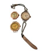 TWO 9CT GOLD CASED WATCHES & A SILVER WATCH