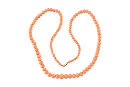 CORAL BEAD NECKLACE 9CT CLASP