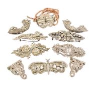 COLLECTION OF ART DECO DUETTE CLIP BROOCHES