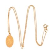 ITALIAN 18CT GOLD CHAIN & MIRACULOUS MEDAL PENDANT