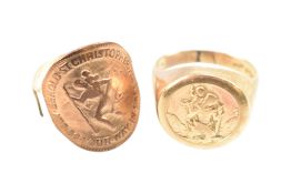 TWO HALLMARKED 9CT GOLD RINGS AF