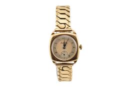 1950S 9CT GOLD HALLMARKED BUREN GRAND PRIX WRISTWATCH