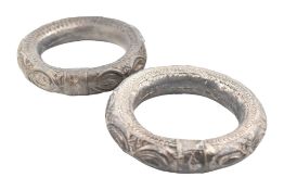 TWO WHITE METAL OMANI RATTLE BANGLES