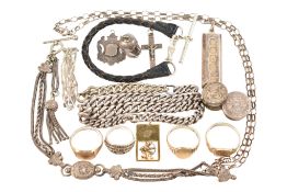 ASSORTMENT OF SILVER & WHITE METAL & METAL JEWELLERY