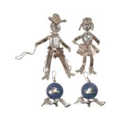 VINTAGE RHINESTONE COWBOY COWGIRL BROOCH PINS & EARRINGS