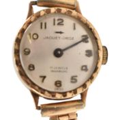 9CT GOLD CASED WATCH ON PLATED STRAP