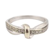 HALLMARKED 9CT WHITE GOLD & DIAMOND TWIST RING