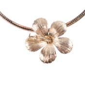 SILVER HIBISCUS FLOWER PENDANT NECKLACE