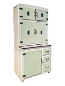 1950S MID CENTURY VINTAGE MINT GREEN AND WHITE KITCHEN UNIT / CUPBOARD