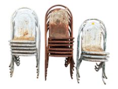 A COLLECTION OF STACKING SEBEL STAK A BYE METAL DINING CHAIRS