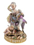 MEISSEN GERMAN 19TH CENTURY 'THE BROKEN BRIDGE' HAND PAINTED PORCELAIN FIGURE