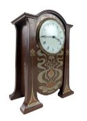 BELIEVED LIBERTY & CO, LONDON - ART NOUVEAU MAHOGANY & BRASS INLAID MANTEL CLOCK