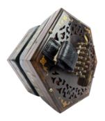 C. WHEATSTONE & CO, LONDON - VICTORIAN ROSEWOOD 48 NOTED CONCERTINA