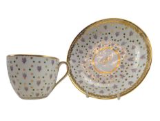 EARLY 19TH CENTURY CROWN DERBY HAND PAINTED PORCELAIN TEA CUP & SAUCER