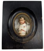 AFTER PAUL HIPPOLYTE DELAROCHE - 19TH CENTURY MINIATURE PORTRAIT ON PORCELAIN OF NAPOLEON