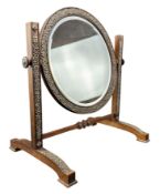 CONTINENTAL ROSEWOOD & SILVER EMBELLISHED SWING TOILET DRESSING MIRROR