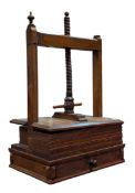 19TH CENTURY VICTORIAN OAK WOOD TABLE TOP BOOK BINDING PRESS